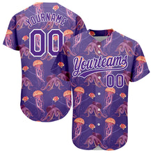 Load image into Gallery viewer, Custom Purple White 3D Pattern Design Jellyfish And Octopus Authentic Baseball Jersey