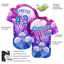 Load image into Gallery viewer, Custom Purple Blue-White 3D Pattern Design Jellyfish Authentic Baseball Jersey