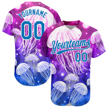 Load image into Gallery viewer, Custom Purple Blue-White 3D Pattern Design Jellyfish Authentic Baseball Jersey