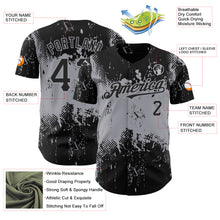 Charger l'image dans la galerie, Custom Black Gray 3D Pattern Design Abstract Splatter Grunge Art Authentic Baseball Jersey