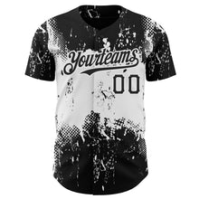 Загрузить изображение в средство просмотра галереи, Custom Black White 3D Pattern Design Abstract Splatter Grunge Art Authentic Baseball Jersey