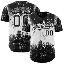 Загрузить изображение в средство просмотра галереи, Custom Black White 3D Pattern Design Abstract Splatter Grunge Art Authentic Baseball Jersey