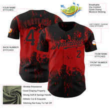 Load image into Gallery viewer, Custom Black Red 3D Pattern Design Abstract Splatter Grunge Art Authentic Baseball Jersey