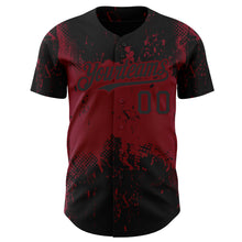 Загрузить изображение в средство просмотра галереи, Custom Black Crimson 3D Pattern Design Abstract Splatter Grunge Art Authentic Baseball Jersey