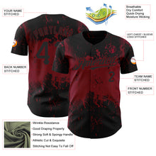 Загрузить изображение в средство просмотра галереи, Custom Black Crimson 3D Pattern Design Abstract Splatter Grunge Art Authentic Baseball Jersey