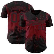 Загрузить изображение в средство просмотра галереи, Custom Black Crimson 3D Pattern Design Abstract Splatter Grunge Art Authentic Baseball Jersey