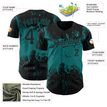 Загрузить изображение в средство просмотра галереи, Custom Black Teal 3D Pattern Design Abstract Splatter Grunge Art Authentic Baseball Jersey