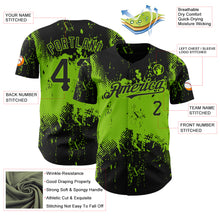 Laden Sie das Bild in den Galerie-Viewer, Custom Black Neon Green 3D Pattern Design Abstract Splatter Grunge Art Authentic Baseball Jersey