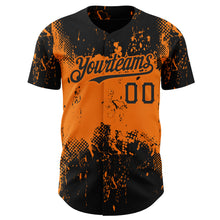 Charger l'image dans la galerie, Custom Black Bay Orange 3D Pattern Design Abstract Splatter Grunge Art Authentic Baseball Jersey