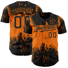 Charger l'image dans la galerie, Custom Black Bay Orange 3D Pattern Design Abstract Splatter Grunge Art Authentic Baseball Jersey