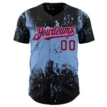 Загрузить изображение в средство просмотра галереи, Custom Black Light Blue-Pink 3D Pattern Design Abstract Splatter Grunge Art Authentic Baseball Jersey
