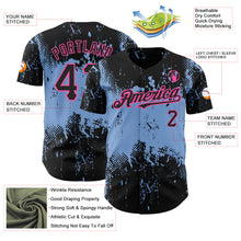 Загрузить изображение в средство просмотра галереи, Custom Black Light Blue-Pink 3D Pattern Design Abstract Splatter Grunge Art Authentic Baseball Jersey
