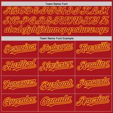 Load image into Gallery viewer, Custom Red Gold 3D Pattern Design Abstract Splatter Grunge Art Authentic Baseball Jersey