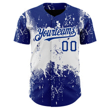 Charger l'image dans la galerie, Custom Royal White 3D Pattern Design Abstract Splatter Grunge Art Authentic Baseball Jersey