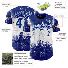 Charger l'image dans la galerie, Custom Royal White 3D Pattern Design Abstract Splatter Grunge Art Authentic Baseball Jersey