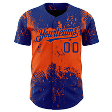 Charger l'image dans la galerie, Custom Royal Orange 3D Pattern Design Abstract Splatter Grunge Art Authentic Baseball Jersey