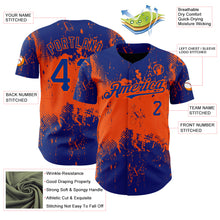 Charger l'image dans la galerie, Custom Royal Orange 3D Pattern Design Abstract Splatter Grunge Art Authentic Baseball Jersey