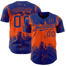 Charger l'image dans la galerie, Custom Royal Orange 3D Pattern Design Abstract Splatter Grunge Art Authentic Baseball Jersey