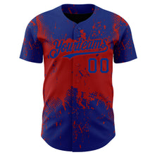 Charger l'image dans la galerie, Custom Royal Red 3D Pattern Design Abstract Splatter Grunge Art Authentic Baseball Jersey