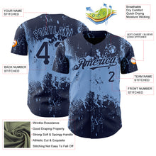 Load image into Gallery viewer, Custom Navy Light Blue 3D Pattern Design Abstract Splatter Grunge Art Authentic Baseball Jersey