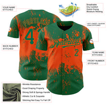 Load image into Gallery viewer, Custom Kelly Green Orange 3D Pattern Design Abstract Splatter Grunge Art Authentic Baseball Jersey