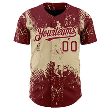 Load image into Gallery viewer, Custom Crimson City Cream 3D Pattern Design Abstract Splatter Grunge Art Authentic Baseball Jersey