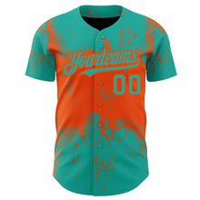Laden Sie das Bild in den Galerie-Viewer, Custom Aqua Orange 3D Pattern Design Abstract Splatter Grunge Art Authentic Baseball Jersey