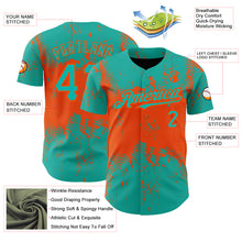 Laden Sie das Bild in den Galerie-Viewer, Custom Aqua Orange 3D Pattern Design Abstract Splatter Grunge Art Authentic Baseball Jersey