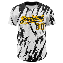 Load image into Gallery viewer, Custom White Black-Gold 3D Pattern Design Abstract Sharp Shape Authentic Baseball Jersey