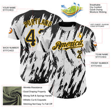 Load image into Gallery viewer, Custom White Black-Gold 3D Pattern Design Abstract Sharp Shape Authentic Baseball Jersey