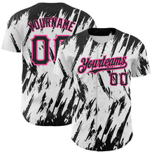 Load image into Gallery viewer, Custom White Black-Pink 3D Pattern Design Abstract Sharp Shape Authentic Baseball Jersey