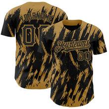 Загрузить изображение в средство просмотра галереи, Custom Black Old Gold 3D Pattern Design Abstract Sharp Shape Authentic Baseball Jersey