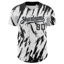 Load image into Gallery viewer, Custom White Black-Gray 3D Pattern Design Abstract Sharp Shape Authentic Baseball Jersey