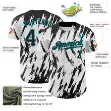 Load image into Gallery viewer, Custom White Black-Teal 3D Pattern Design Abstract Sharp Shape Authentic Baseball Jersey