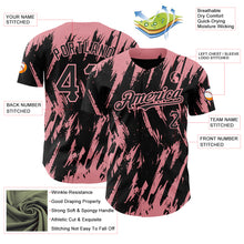 Load image into Gallery viewer, Custom Black Medium Pink 3D Pattern Design Abstract Sharp Shape Authentic Baseball Jersey