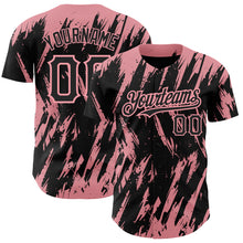 Load image into Gallery viewer, Custom Black Medium Pink 3D Pattern Design Abstract Sharp Shape Authentic Baseball Jersey