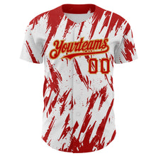 Load image into Gallery viewer, Custom White Red-Old Gold 3D Pattern Design Abstract Sharp Shape Authentic Baseball Jersey
