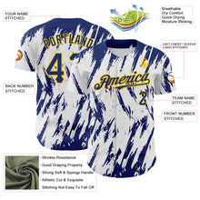 Load image into Gallery viewer, Custom White Royal-Yellow 3D Pattern Design Abstract Sharp Shape Authentic Baseball Jersey