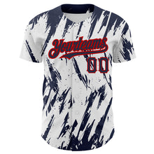 Загрузить изображение в средство просмотра галереи, Custom White Navy-Red 3D Pattern Design Abstract Sharp Shape Authentic Baseball Jersey