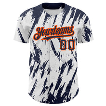 Загрузить изображение в средство просмотра галереи, Custom White Navy-Orange 3D Pattern Design Abstract Sharp Shape Authentic Baseball Jersey