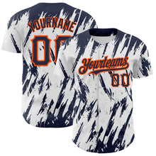 Загрузить изображение в средство просмотра галереи, Custom White Navy-Orange 3D Pattern Design Abstract Sharp Shape Authentic Baseball Jersey