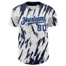 Загрузить изображение в средство просмотра галереи, Custom White Navy-Light Blue 3D Pattern Design Abstract Sharp Shape Authentic Baseball Jersey
