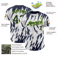 Charger l'image dans la galerie, Custom White Navy-Neon Green 3D Pattern Design Abstract Sharp Shape Authentic Baseball Jersey