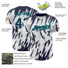 Загрузить изображение в средство просмотра галереи, Custom White Navy-Teal 3D Pattern Design Abstract Sharp Shape Authentic Baseball Jersey