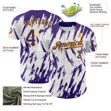 Загрузить изображение в средство просмотра галереи, Custom White Purple-Gold 3D Pattern Design Abstract Sharp Shape Authentic Baseball Jersey