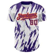 Load image into Gallery viewer, Custom White Purple-Orange 3D Pattern Design Abstract Sharp Shape Authentic Baseball Jersey