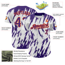 Load image into Gallery viewer, Custom White Purple-Orange 3D Pattern Design Abstract Sharp Shape Authentic Baseball Jersey
