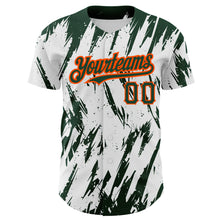 Load image into Gallery viewer, Custom White Green-Orange 3D Pattern Design Abstract Sharp Shape Authentic Baseball Jersey