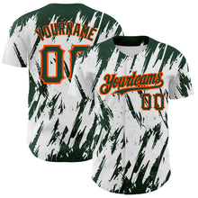 Load image into Gallery viewer, Custom White Green-Orange 3D Pattern Design Abstract Sharp Shape Authentic Baseball Jersey