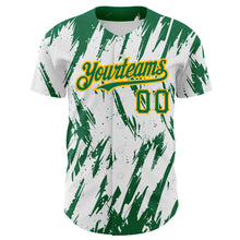 Загрузить изображение в средство просмотра галереи, Custom White Kelly Green-Gold 3D Pattern Design Abstract Sharp Shape Authentic Baseball Jersey